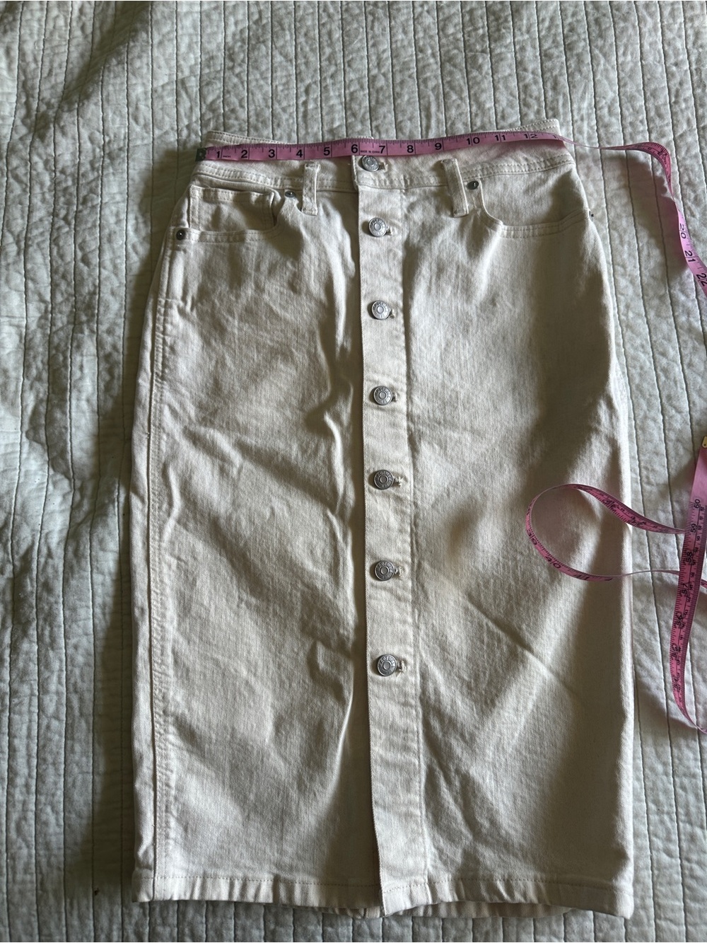 Madewell Cream High-Rise Denim Skirt